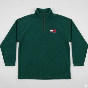VNTG Tommy Hilfiger Green Quarter-Zip Fleece Pullover - XL